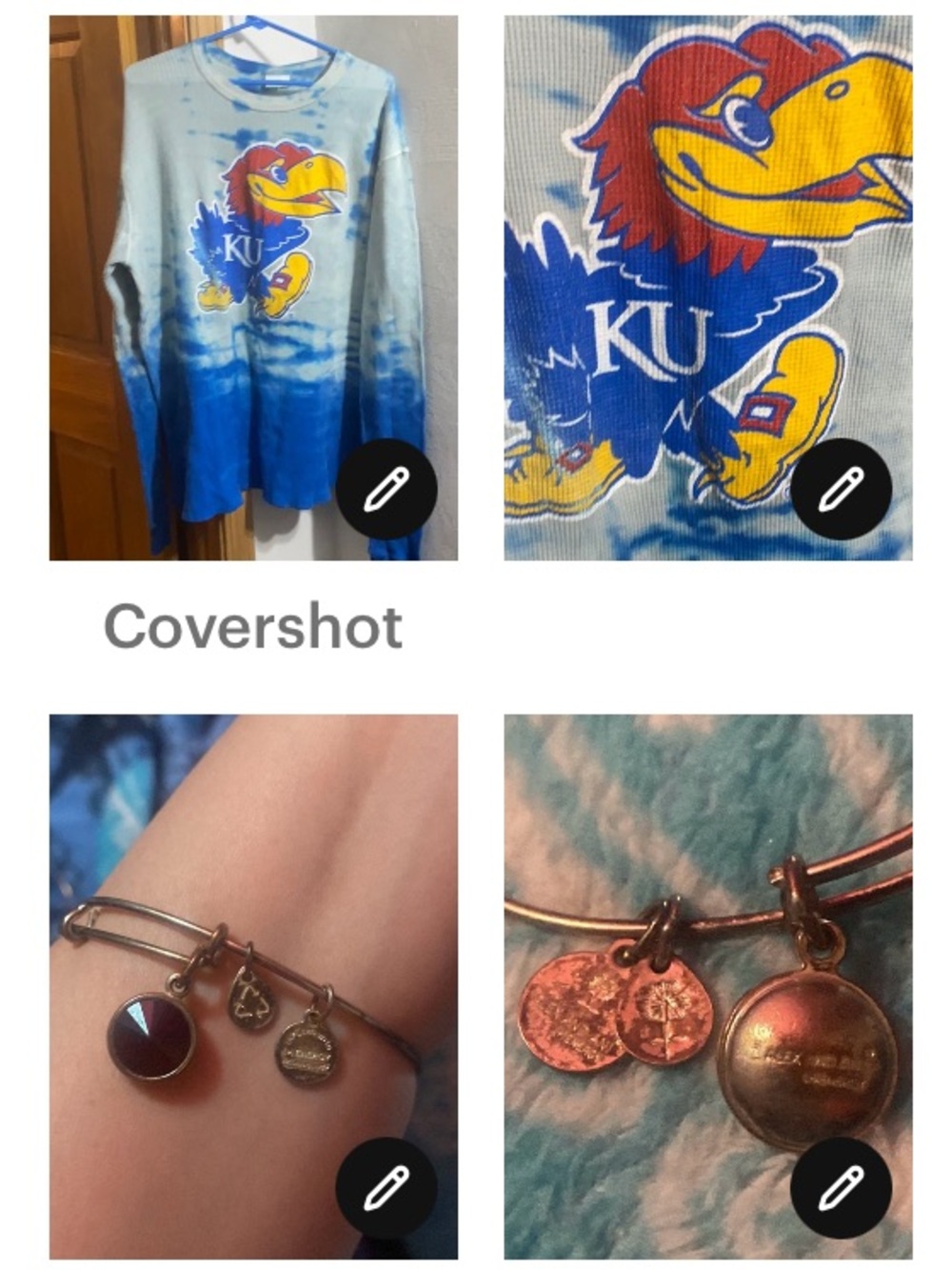 KU Kansas University Jayhawks tie-dye Waffle+Alex & Ani bangle X3
